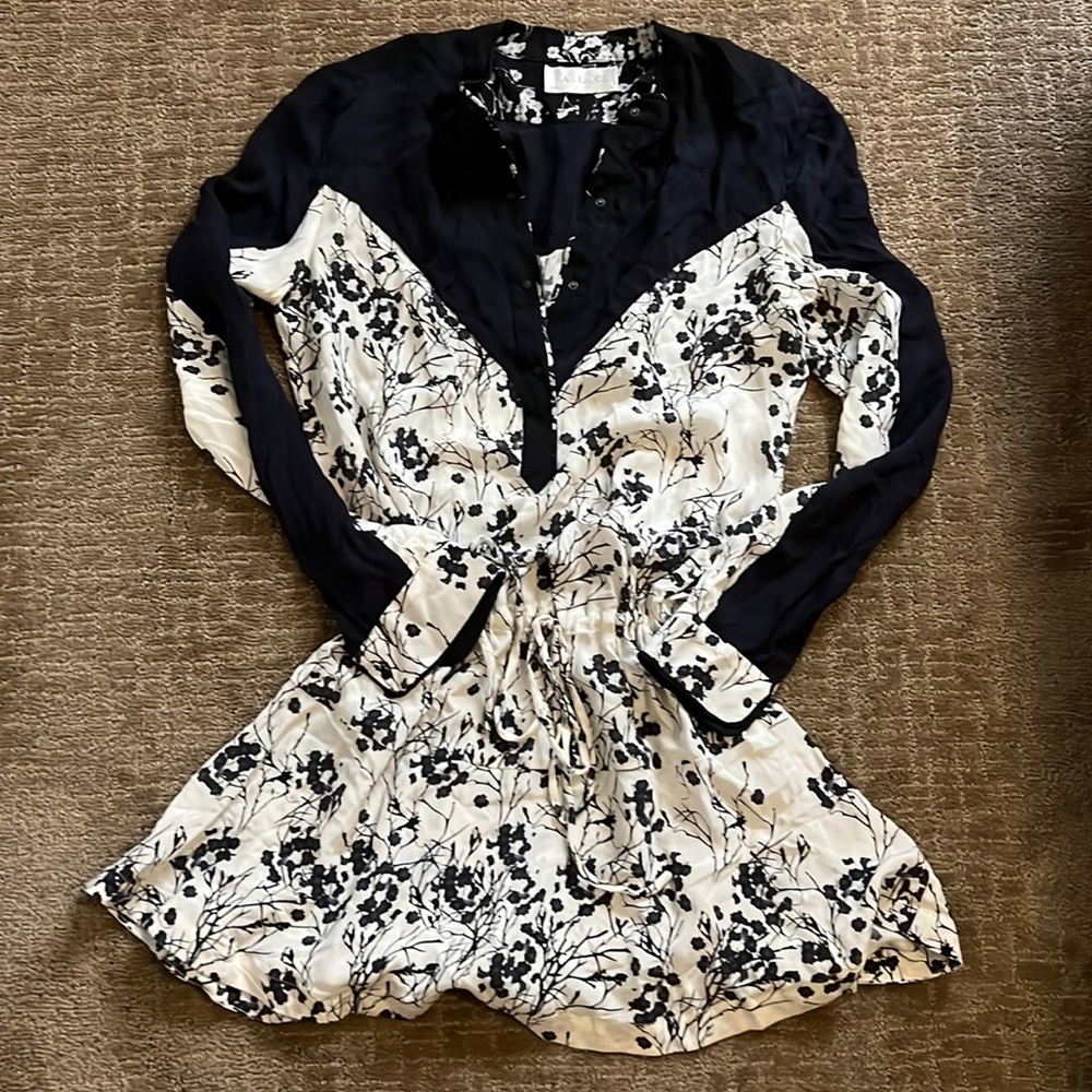 A.L.C black, and white silk mini dress